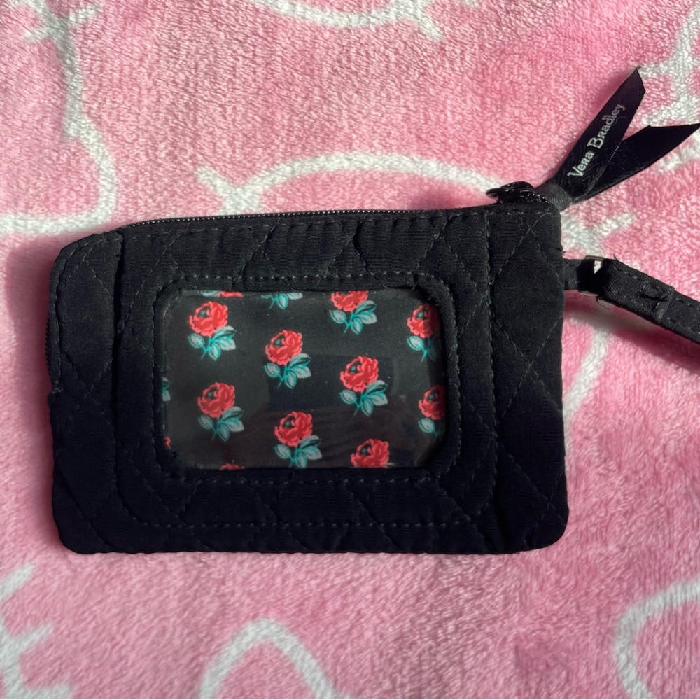 Vera Bradley Wallet Black Floral Wrist Strap